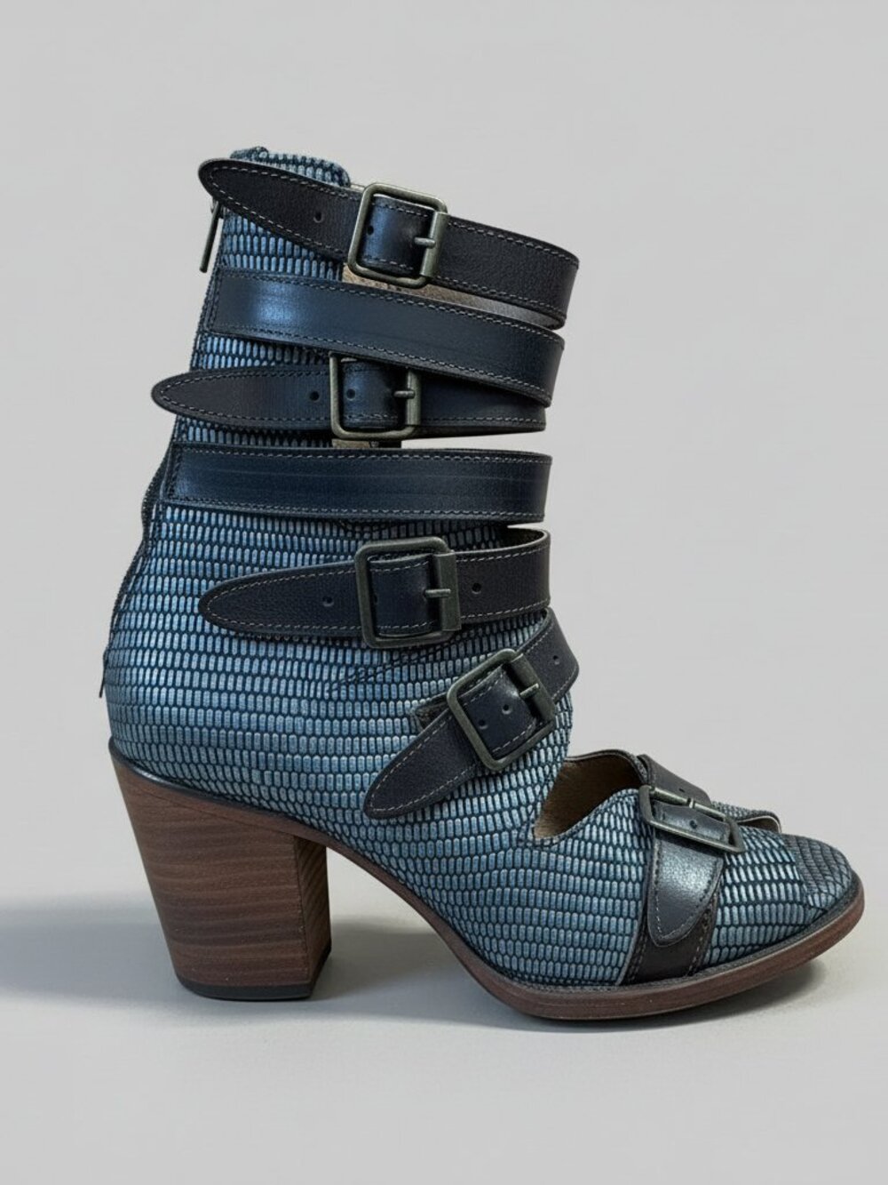 Freebird blue-gray leather Bond boots, size 9